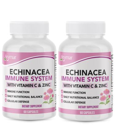 Arymar Echinacea with Vitamin C and Zinc Daily Wellness 60 Capsules (2 Pack)