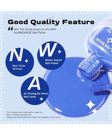 Non-Toxic Glamonade Nail Polish Set - 6 Sea Blue Green Colors - 0.24oz - Beginner Friendly - Perfect Gift for Women & Girls - Buy Online on GoSupps.com