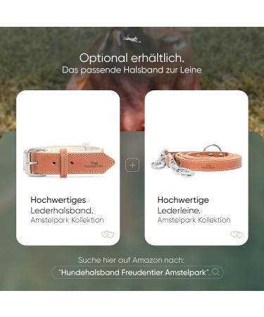 Freudenier Triple Adjustable Dog Leash - 2m Certified Leather Stylish & High Quality | Amstelpark Collection (Cognac 20mm) - International Shipping Available - Buy Online on GoSupps.com