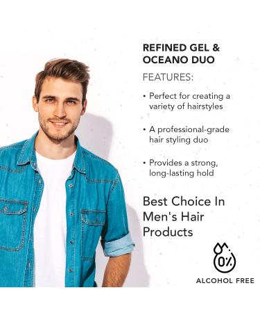 Gentlemen Republic Refined Gel & Oceano Duo - 24 Hour Shine & Hold, Alcohol-Free, Made in USA - 16oz - Buy Online on GoSupps.com