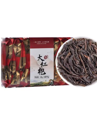 Plant Gift - A Da Hong Pao Roasted Oolong Tea Loose Leaf - Fujian Wuyi Rock Tea Dahongpao Big Red Robe - Chinese High Mountain Wu Long (5g*25Packs) 125g/4.4oz Dahongpao Oolong Tea