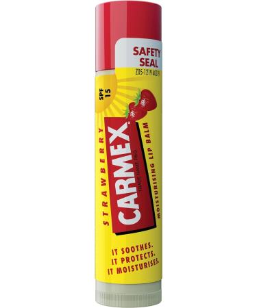 CARMEX Strawberry SPF15 Lip Balm Stick (4.25g) Softens and Hydrates Lips (Pack of 2) 1 (Pack of 2) - Buy Online on GoSupps.com