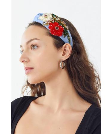 ZITULRY Rhinestone Headband For Women Statement Crystal Knotted Turban Hairband Handmade Beaded Embroidered Flower Hair Hoop Elastic Fancy Wide Hair Accessories for Girls Jewelry Gift - Buy Online on GoSupps.com