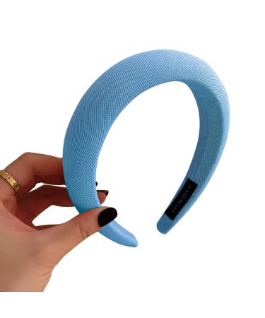 1 PCS Sponge filling top fabric Headband Fashion Hair Bands Headwear Barrette Styling Tools Accessories with Solid Colors  Soft Fabric Headbands for Women temperament beautiful and lovely Color hair band (blue)