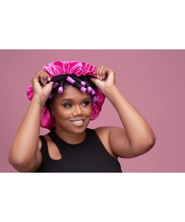 TGIN Slip Free Satin Bonnet 3 Pack - Women's Protective Hair Cover for Wavy, Natural, Curly Hair - Pink Black Leopard Print - Buy Online on GoSupps.com