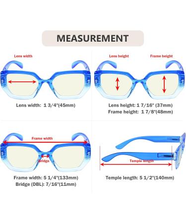 Eyekepper 4-Pack Women's Large Frame Blue Light Blocking Reading Glasses - 0.0 Magnification - Buy Online on GoSupps.com