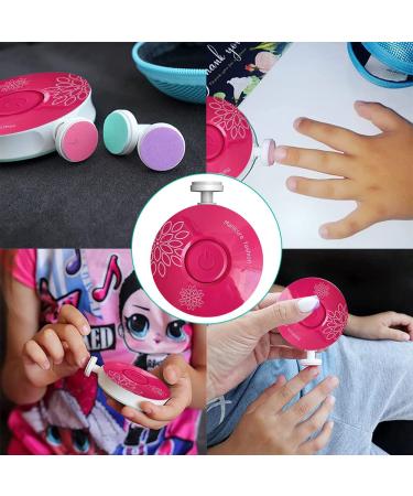 Electric Children Nail File & Safe Nail Cutter Manicure Set - 6 Interchangeable Grinding Heads for Kids & Adults - Red - Buy Online on GoSupps.com