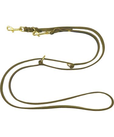 Premium Olive Green Dog Liner - Adjustable Fat Leather Leash for Small & Large Dogs (2.40m x 12mm) - Buy Online on GoSupps.com