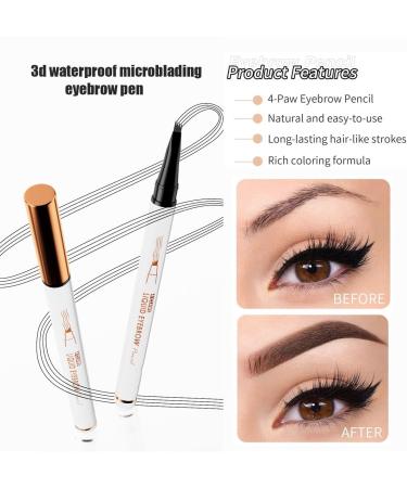 Eyebrow Pencil with 4 Fork Tip 3D Microblading Eyebrow Pencil Natural Makeup Fine Stroke Magic Eyebrow Pencil Microblading Eyebrow Pen Long-Lasting on All Day(Light brown) - Buy Online on GoSupps.com