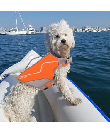 VIVAGLORY Sports Style Dog Life Jacket - Orange Small (S 46-56cm) | Heavy Duty Neoprene Safety Vest with Hook & Loop Closure - Buy Online on GoSupps.com