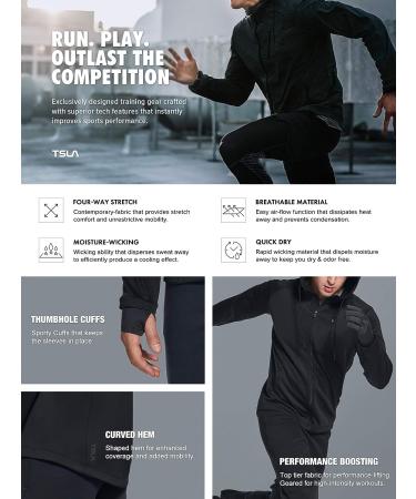 TSLA Men's Full Zip Hoodie Jacket - Lightweight Performance Training Jacket - Dusty Blue - Size Medium - Buy Online on GoSupps.com