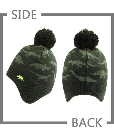 XIAOHAWANG Knitted Baby Hat with Fleece Lining and Pompom - Army Green | 9-24 Months - Buy Online on GoSupps.com