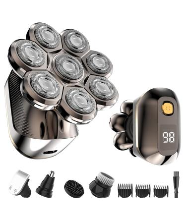 SOPPY Upgrade Head Shavers for Bald Men Head Electric Razor with Nose Hair Trimmer IPX6 Waterproof Wet Dry Mens Grooming Kit Electric Head Shavers for Bald Men with Nose Trimmer Silver