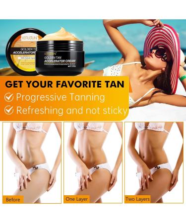 Tanning Accelerator Cream Long Lasting Sunbed Cream Instensive Brown Tanning Gel Effective in Sunbeds & Outdoor Sun Achieve a Natural Tan with Natural Ingredients 100g - Buy Online on GoSupps.com