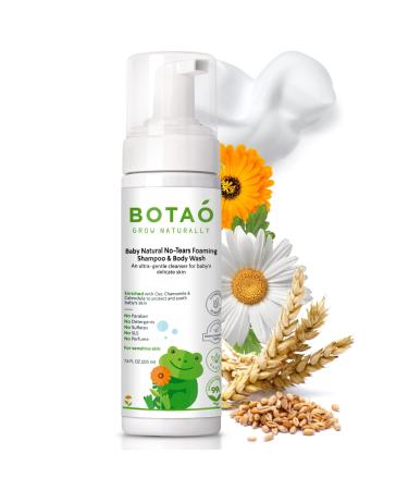 BOTAO Baby Sensitive Tear Free Foaming natural Shampoo & Body Wash   Fragrance Free 99% Natural Ingredients Ultra Gentle Vegan Baby Shampoo & Body Wash