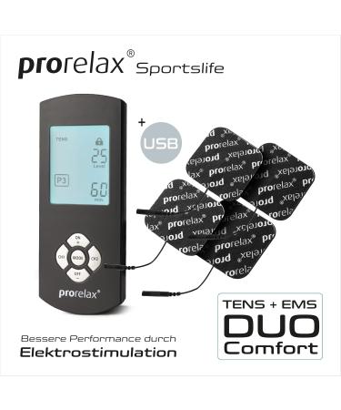 Prorelax TENS & EMS Duo Comfort Blackline | Extensive Accessory Set for Electrotherapy | Muscle Building & Chronic Pain Relief Device | International Shipping Available - Buy Online on GoSupps.com