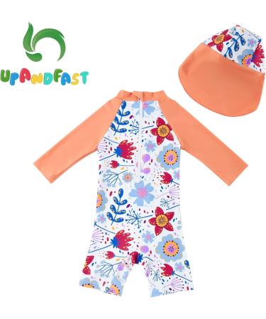 Baby Girl One Piece Swimwear Set with Sun Hat | UPF 50+ Sunflower Toddler Swimsuit 9-12 Months - Buy Online on GoSupps.com