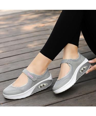 GETBEE Women's Diabetic Air-Cushion Slip-On Fashion Sneakers - Orthopedic Walking Shoes - Gray - Buy Online on GoSupps.com