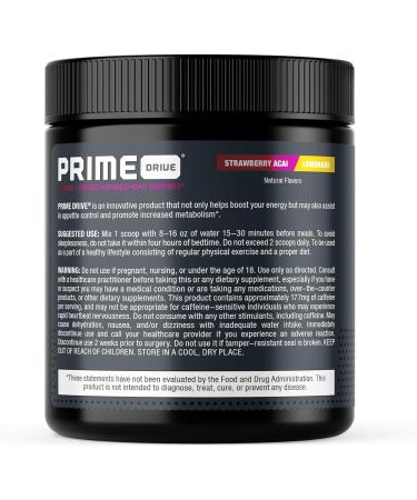 Prime Drive Strawberry Acai Lemonade Pre Workout Energy Drink Powder Provides Energy Focus and Intensity Boosts Metabolism (30 Servings)  - Buy Online on GoSupps.com