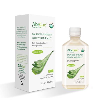 AloeCure Pure Organic Aloe Vera Juice - Natural Flavor, USDA Certified, Acid Buffer - 2x500ml Bottles, No Charcoal Filtering - Inner Leaf, Harvested and Processed for Maximum Nutrients - Buy Online on GoSupps.com