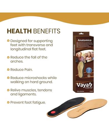 Vaya Anatomico Orthopedic Insoles with Activated Carbon for Flat Feet | Size 39 - Comfort & Support for Transverse & Longitudinal Arch - Buy Online on GoSupps.com