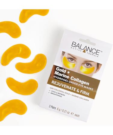 Balance Active Formula Gold & Marine Collagen Hydrogel Under Eye Masks (9 pack) Instantly Cool Refresh & Revive Tired-Looking Eyes. Cruelty Free. 1 count (Pack of 9) - Buy Online on GoSupps.com