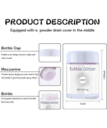 Edible Glitter Food Grade Shimmer Set 12 Colors Edible Cake Glitter Dust for Food Decoration SkyVue Drink Glitter for DIY Wine Cocktails Champagne Beverages Vegan Gluten Free Nut Free(3g/bottles) - Buy Online on GoSupps.com