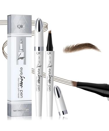 Magic Eyebrow Pencil 2024 New 3D Microblading Waterproof Eyebrow Pencil Natural Makeup Fine Stroke Magic Eyebrow Pencil with 4 Micro-Fork Tip for Women (Light Coffee)