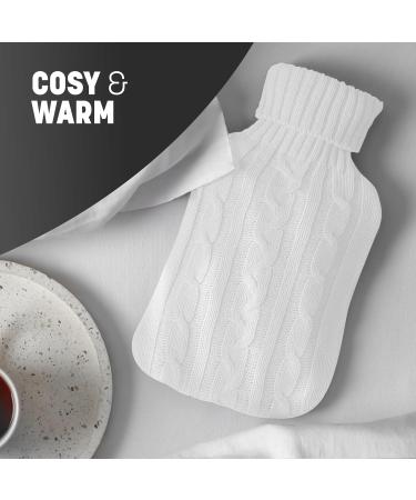 KEPLIN Cosy Hot Water Bottle with Knitted Cover - Relieves Body Aches & Pains Washable Safe & Durable Heating Pad - Ideal Cosy Nights & Gifts - Large 2L (Cream) Cream Knitted - Buy Online on GoSupps.com
