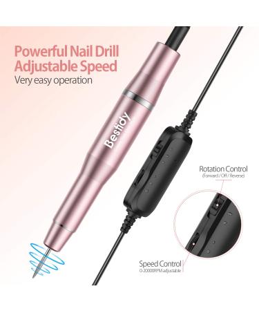 Bestidy Electric Nail Drill Kit - USB Manicure Pen Sander Polisher with 6 Changeable Drills and Sand Bands for Nail Care - Acrylic Nail Tools (A-Pink) - Buy Online on GoSupps.com