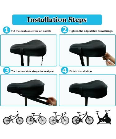 Geronmine Gel Bike Seat Cover - Comfortable Padded Bicycle Saddle Cushion for Men & Women - Ideal for Spin, Indoor & Outdoor Cycling - Black - Buy Online on GoSupps.com