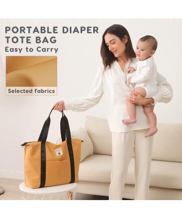SONARIN Large Capacity Waterproof Baby Nappy Changing Tote Bag - Stylish Satchel Messenger Bag with Stroller Straps & Changing Mat Yellow - Buy Online on GoSupps.com