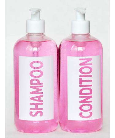 AylaMae Modern Refillable Shampoo and Conditioner Dispensers - 500ml PET Plastic Bottles with Leak Proof Pumps | Printed Labels - 16.9oz - Buy Online on GoSupps.com