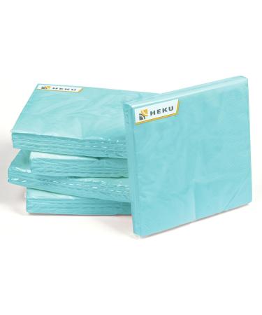 HEKU 100 Light Blue 3-Layer Napkins - 33x33cm Highly Absorbent Stylish & Uniform Quality for Events | Practical 5-Pack - Buy Online on GoSupps.com