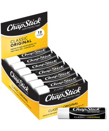 ChapStick Bulk Lip Balm Classic Original 12-Count Lip Moisturizer for Dry Lips 0.15 Oz Ea