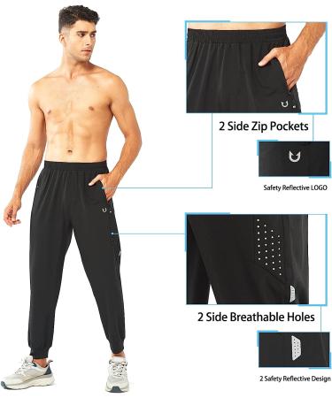 NORTHYARD Men's Lightweight Running Joggers - Quick Dry Sweatpants with Zip Pockets, Tapered Fit - Black, Large - Buy Online on GoSupps.com