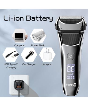 Buy Electric Shaver for Men - Rechargeable Foil Razor with Beard Trimmer LED Display Travel Lock & USB-C Charging - Perfect for Wet/Dry Shaving - Buy Online on GoSupps.com