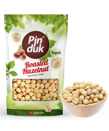 Pinduk Roasted Unsalted Hazelnuts, Premium Quality 100% Natural Non-GMO, Project Certified, Kosher Certified, No Salt, No Oil, Gluten Free, Keto Diet Snacks, Resealable Bag 0.44 Lb
