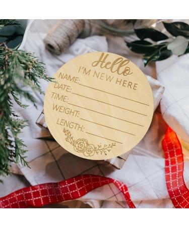 Hello World Wooden Baby Announcement Sign - Round Newborn Welcome Plaque for Baby Shower Photo Prop and Nursery Wall Decor - Buy Online on GoSupps.com