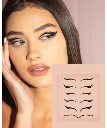MERCY LONDON Black Eyeliner Stickers Eye Jewels Costume Accessories Face Gems Jewels All In One Headpiece Stick On