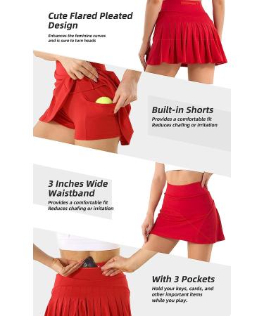 Pleated Tennis Skirt with Pockets | High-Waisted Golf Skort for Women | Athletic Running Activewear - Buy Online on GoSupps.com