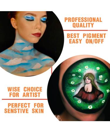 Bowitzki 30g Professional Face Paint Body Paint Water Based Face painting Makeup Safe for Kids and Adults Split Cake Single Color Halloween Christmas (Neon Blue) - Buy Online on GoSupps.com