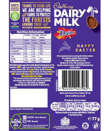 Cadbury Dairy Milk Suede Easter Eggs Mini Bag 77g - Buy Online on GoSupps.com