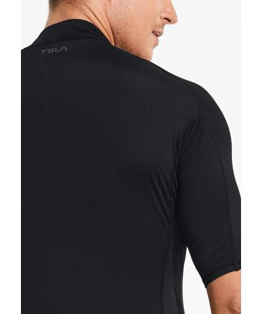 TSLA Men's Rash Guard Swim Shirt | UPF 50+ UV Protection | Quick Dry | Black Medium - Buy Online on GoSupps.com