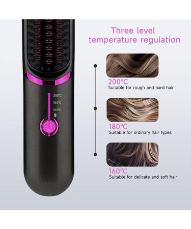 QUMOX Cordless Hair Straightener Brush - Portable Mini Ionic Comb for Travel Lightweight Ceramic Styling Tool for Women - Buy Online on GoSupps.com