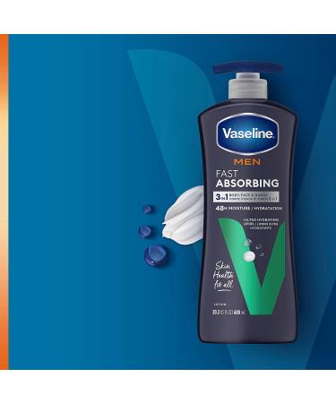Vaseline Men's Healing Moisture Hand & Body Lotion - 20.3 oz Pack of 3 | Fast Absorbing Non-Greasy Formula for Dry or Cracked Skin - Buy Online on GoSupps.com