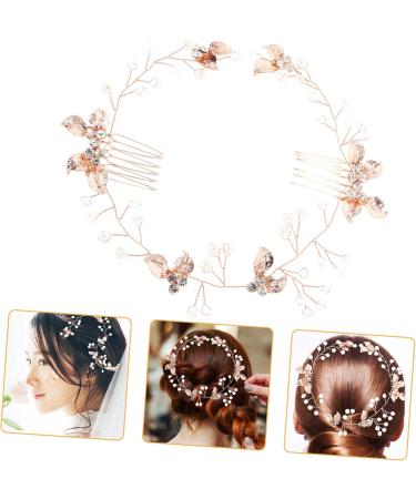 Beaupretty Comb wedding comb hairpiece bridal flower hair pin jewel headbands for women pearl headbands rhinestone hair vine gold hair pin hair comb accessory bride jewelry crystal Gold - Buy Online on GoSupps.com