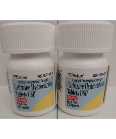 Cetirizine 10 mg Antihistamine Tablets Generic for Zyrtec 24 Hour Allergy Tablets 100 Tablets per Bottle Pack of 2 Total 200 Tablets by Pack Pharmaceuticals