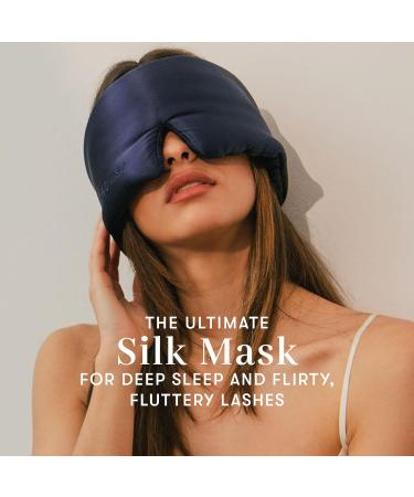 DROWSY Silk Sleep Mask for Eyelash Protection | Natural Lashes & Extensions | Deep Eye Cups Zero Pressure Total Blackout - Midnight Blue - Buy Online on GoSupps.com