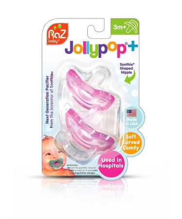 RaZbaby JollyPop Baby Pacifier Pink Double Pack 3m+ - 2 ct - Buy Online on GoSupps.com